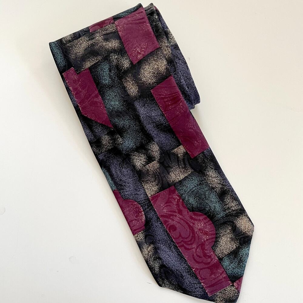 Vintage 90s Robert Talbott Nordstrom Silk Neck Tie Abstract USA 4" x 57"